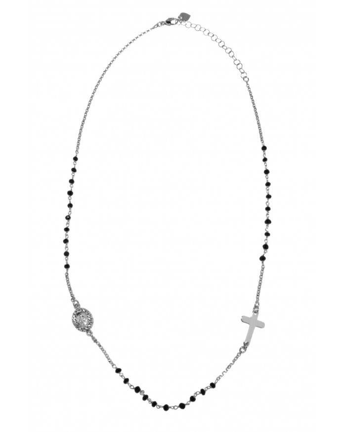 collana a rosario con pietre nere