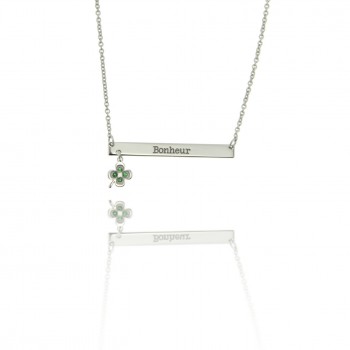 Mantra - collana personalizzabile con quadrifoglio (bianco)