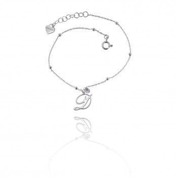 Jole - Bracciale con piccola iniziale e iolite (bianco)